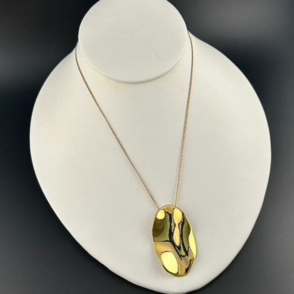 Alexis Bittar Gold Plated Wavy Pendant Statement Necklace - Picture 2 of 8